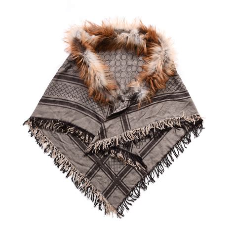 gucci fur lined scarf|Gucci wool silk scarf.